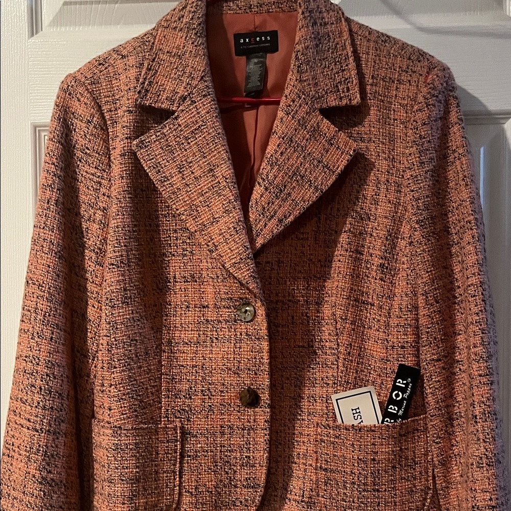 Liz Claiborne Women's Coral Tweed Blazer - Picture 3 of 7